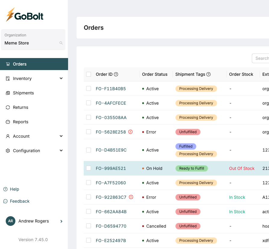 GoBolt Shopify Integration portal